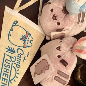 Pusheen Plush Set with Cream and Pink Accents